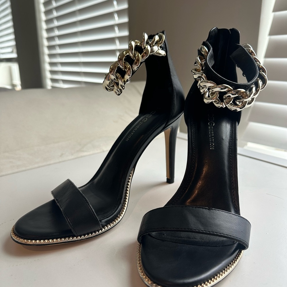 Black Chain-Embellished Heels